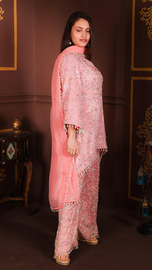 Mysha - Handwork Kurta with Bell Bottoms (PINK)