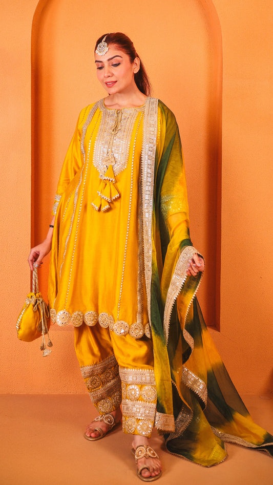 Indra - A line kurta with Salwar (YELLOW)
