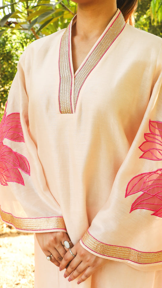 Mohsina - Applique work Co-ord set (PEACH)