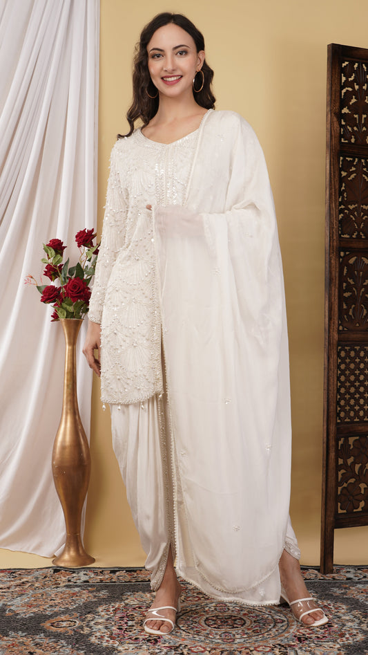Aabish - Handwork Kurta Dhoti set (OFF WHITE)
