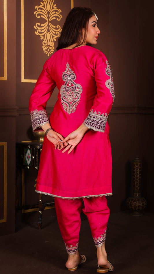 Noorani - Handwork Dhoti set (PINK)