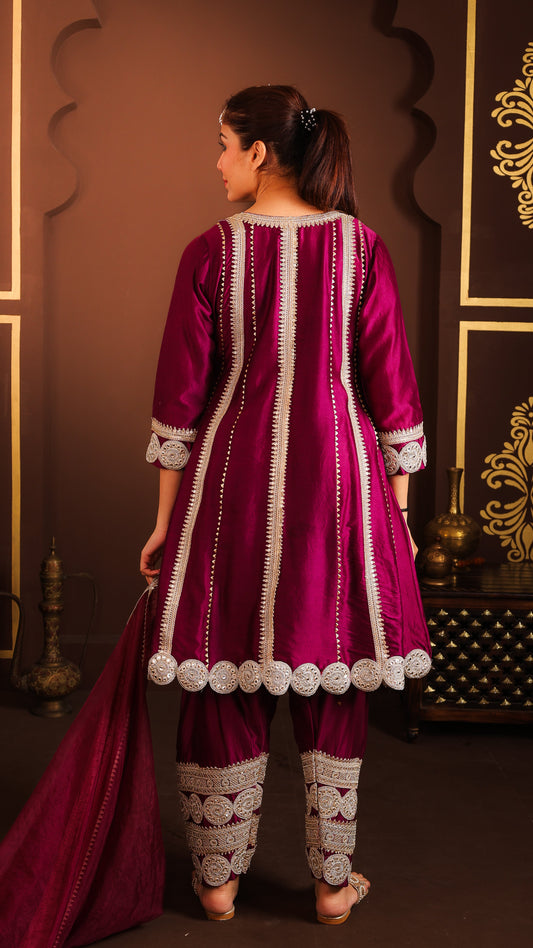 Indra - A line kurta with Salwar (PURPLE)