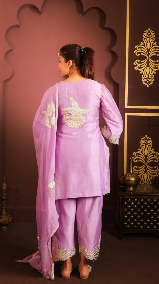 Aashna  - Applique work Kurta Set (PURPLE)