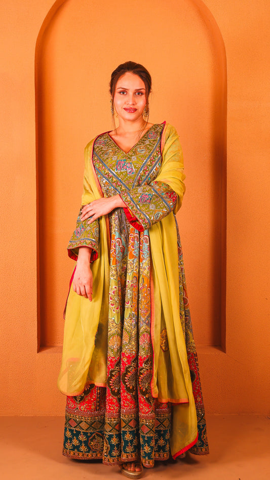 Gulnaar - Anarkali with patch work dupatta