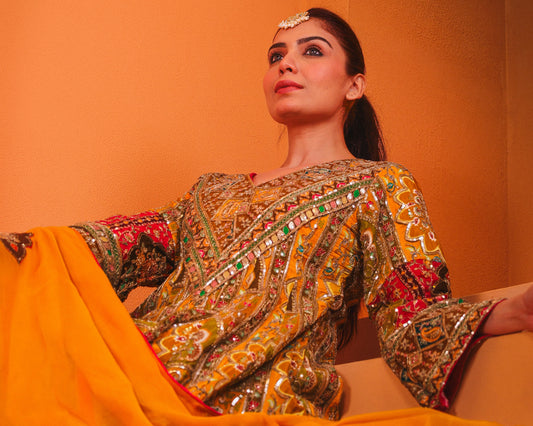 Gulnaar - Anarkali with patch work dupatta